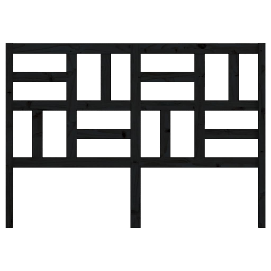 Bed Headboard Black 126x4x104 cm Solid Wood Pine
