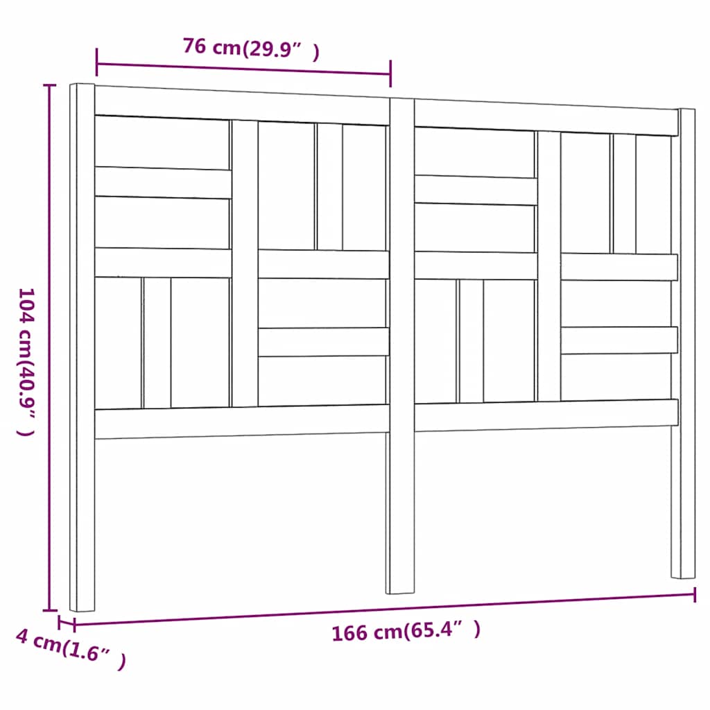 Bed Headboard White 166x4x104 cm Solid Wood Pine