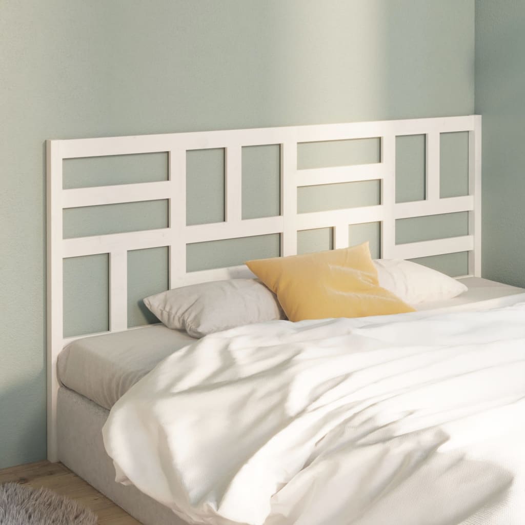 Bed Headboard White 206x4x104 cm Solid Wood Pine