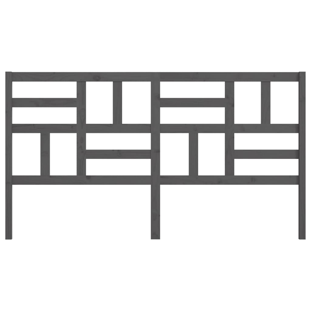 Bed Headboard Grey 206x4x104 cm Solid Wood Pine