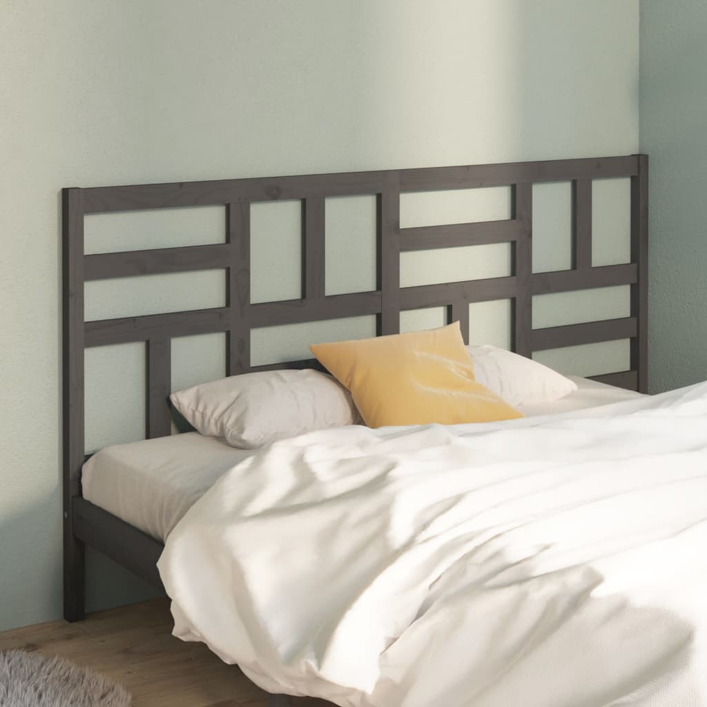 Bed Headboard Grey 206x4x104 cm Solid Wood Pine