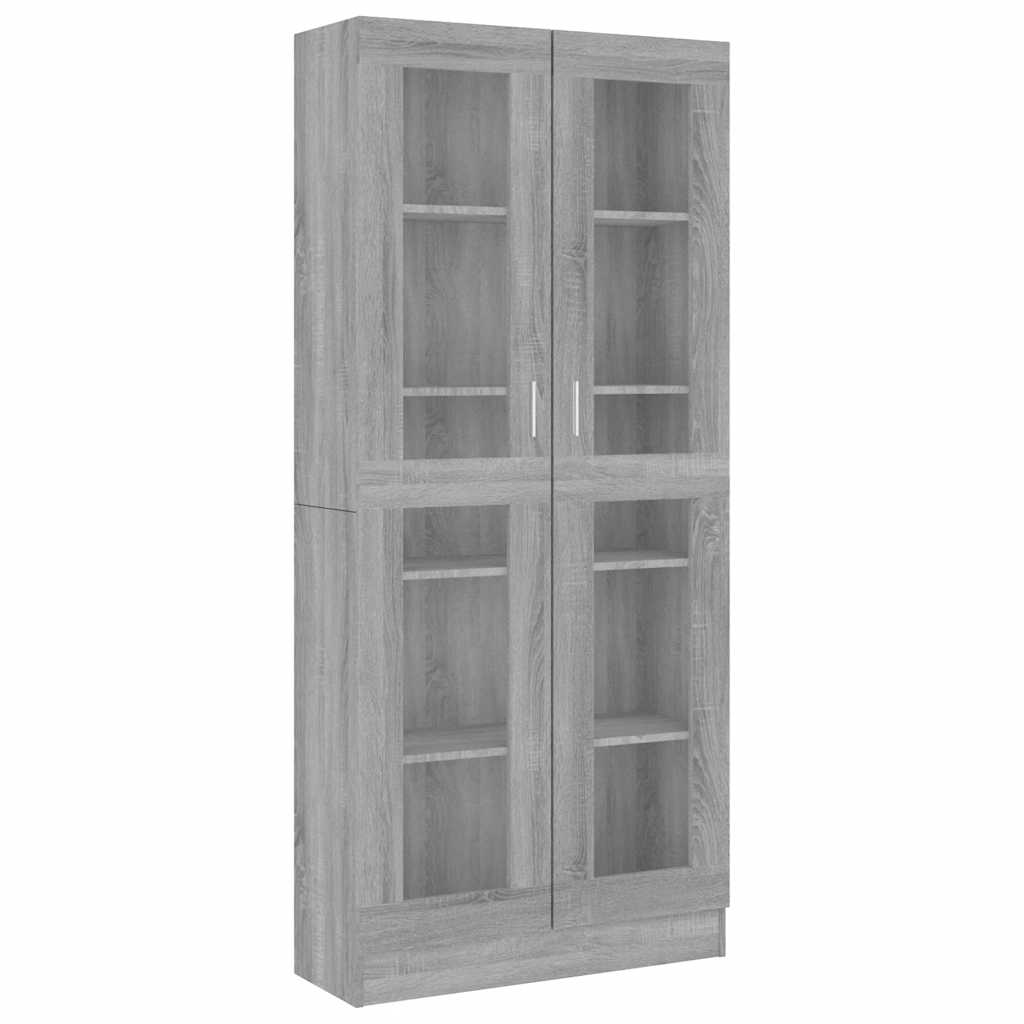 Vitrine Cabinet Grey Sonoma 82.5x30.5x185 cm Engineered Wood