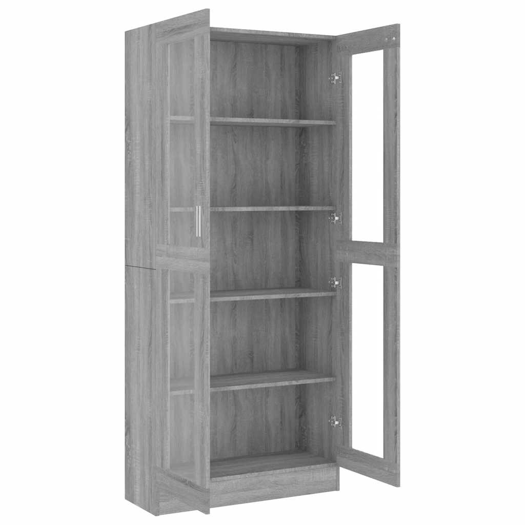 Vitrine Cabinet Grey Sonoma 82.5x30.5x185 cm Engineered Wood