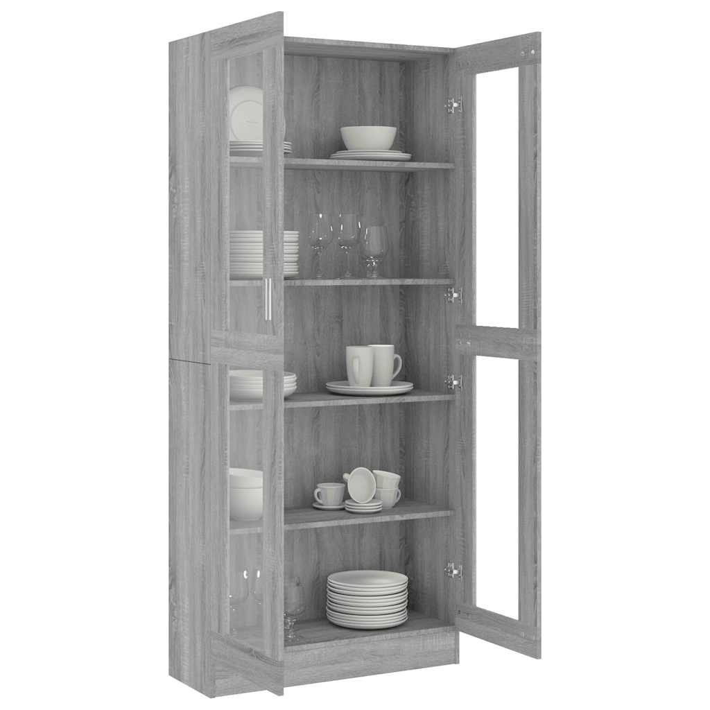 Vitrine Cabinet Grey Sonoma 82.5x30.5x185 cm Engineered Wood