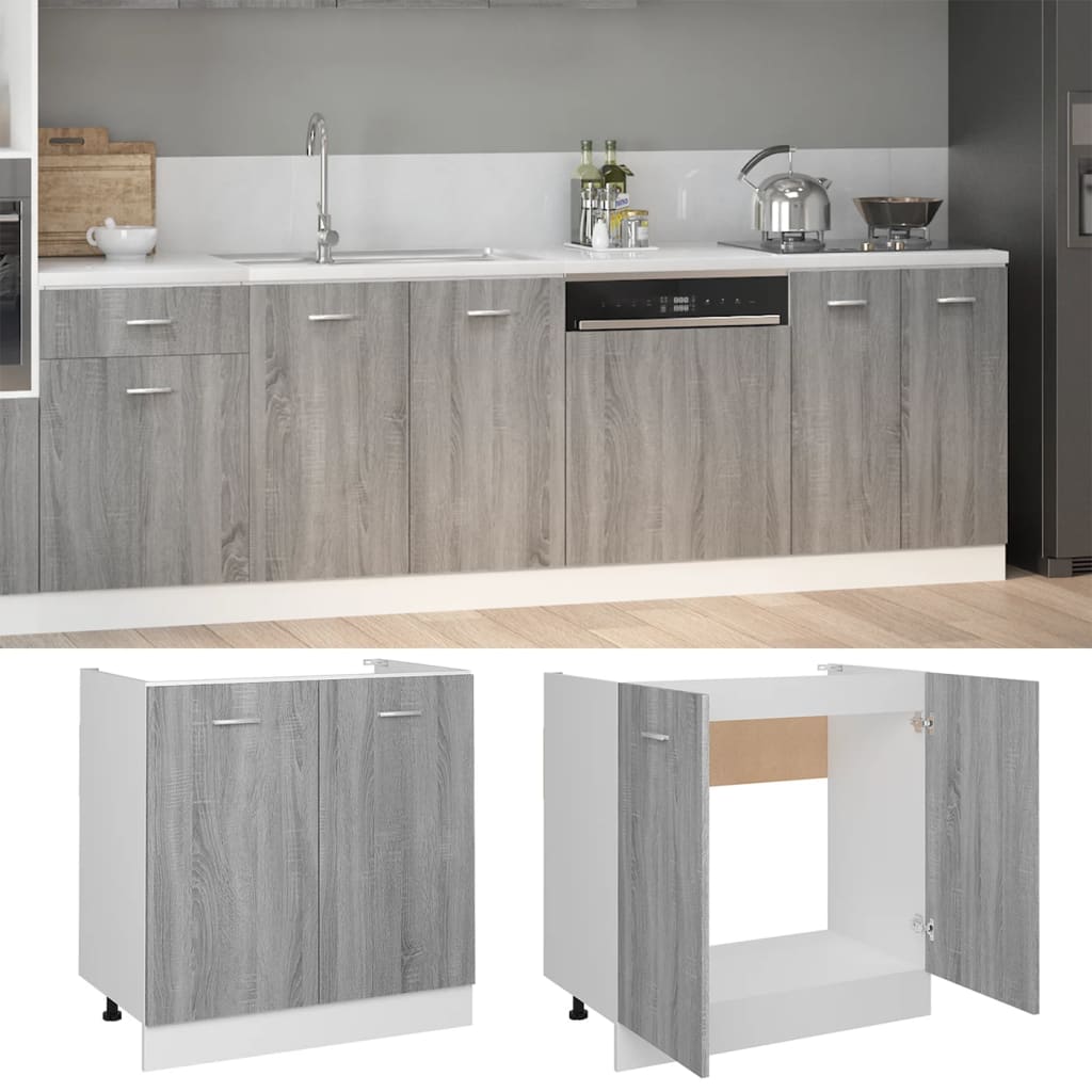 Sink Bottom Cabinet Lyon Grey Sonoma 80x46x81.5 cm Engineered Wood