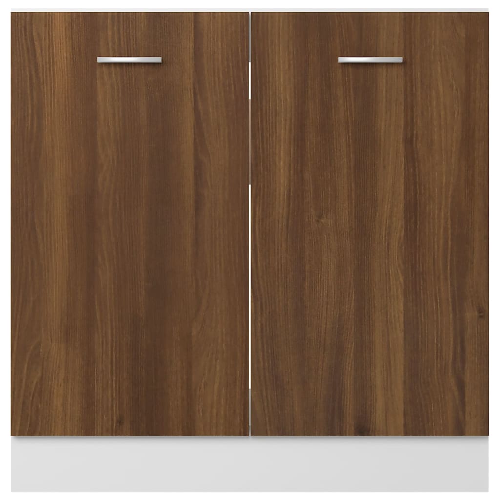 Sink Bottom Cabinet Lyon Brown Oak 80x46x81.5 cm Engineered Wood
