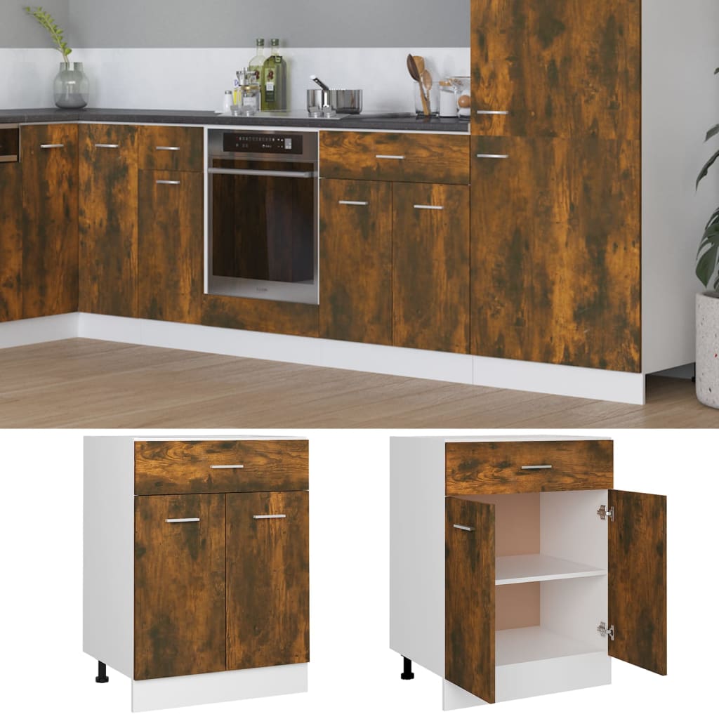 Drawer Bottom Cabinet Lyon Smoked Oak 60x46x81.5 cm Engineered Wood