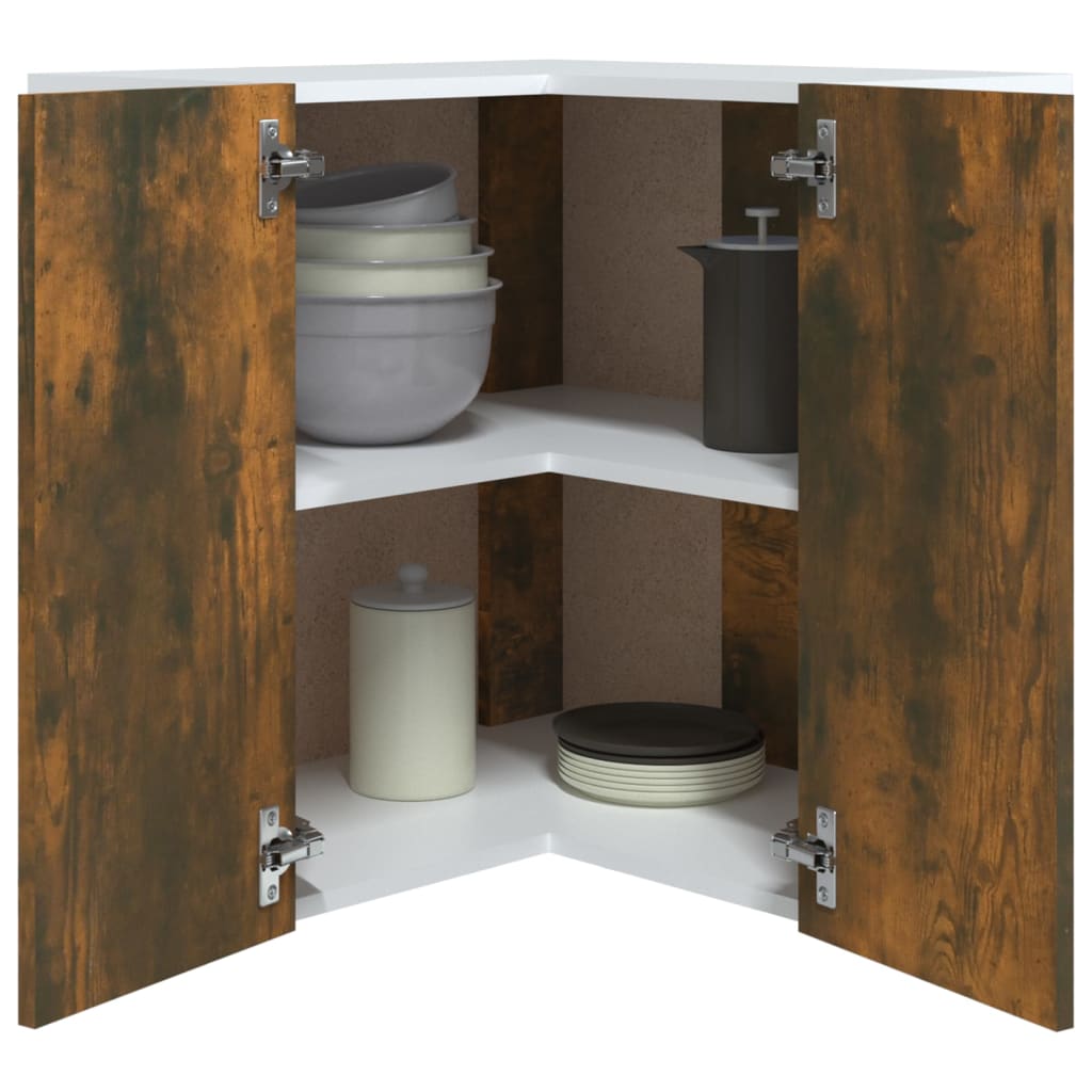Hanging Corner Cabinet Lyon Smoked Oak 57x57x60 cm Engineered Wood