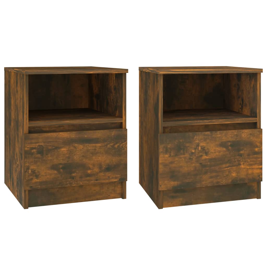 Bedside Cabinets 2 pcs Smoked Oak 40x40x50 cm Engineered Wood