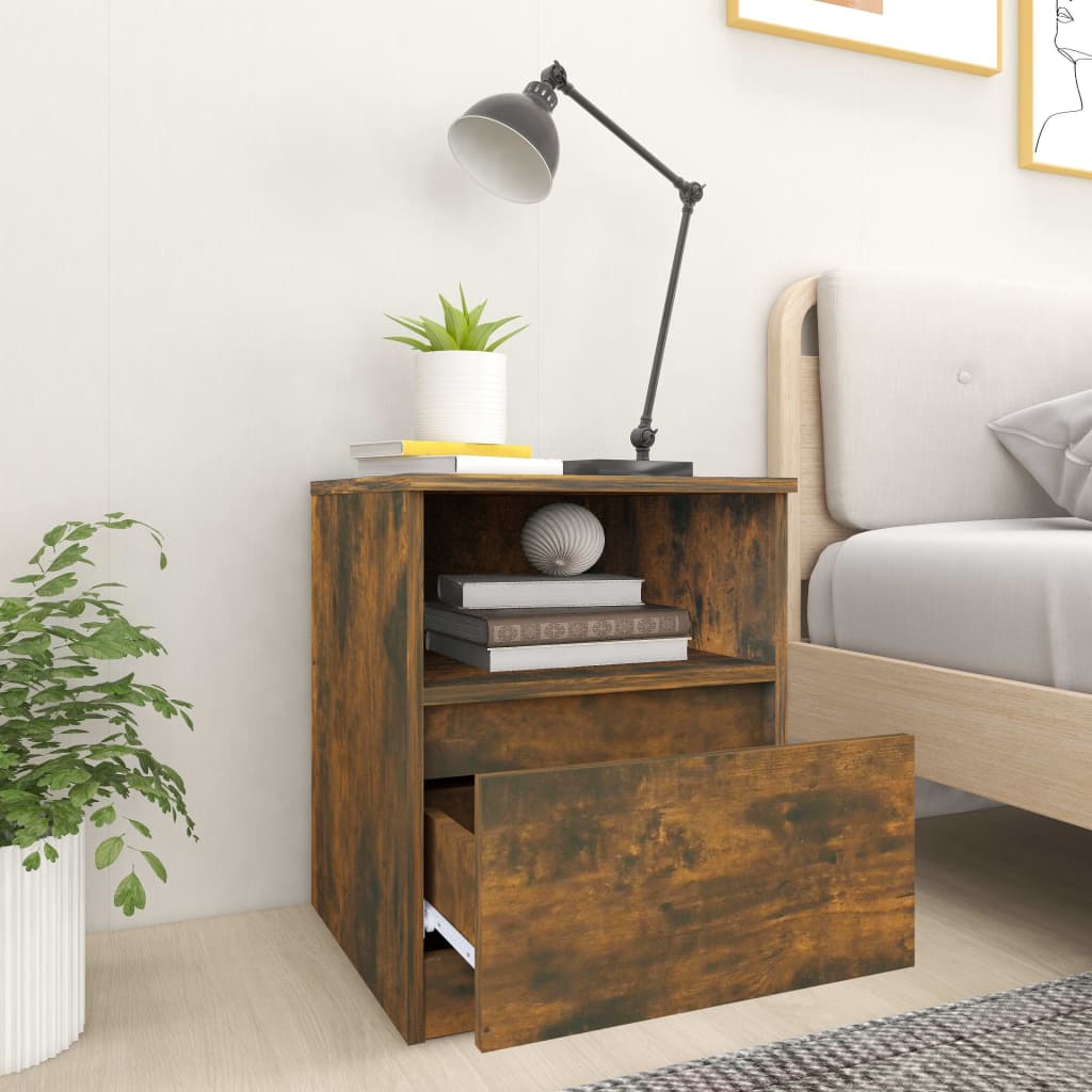 Bedside Cabinets 2 pcs Smoked Oak 40x40x50 cm Engineered Wood