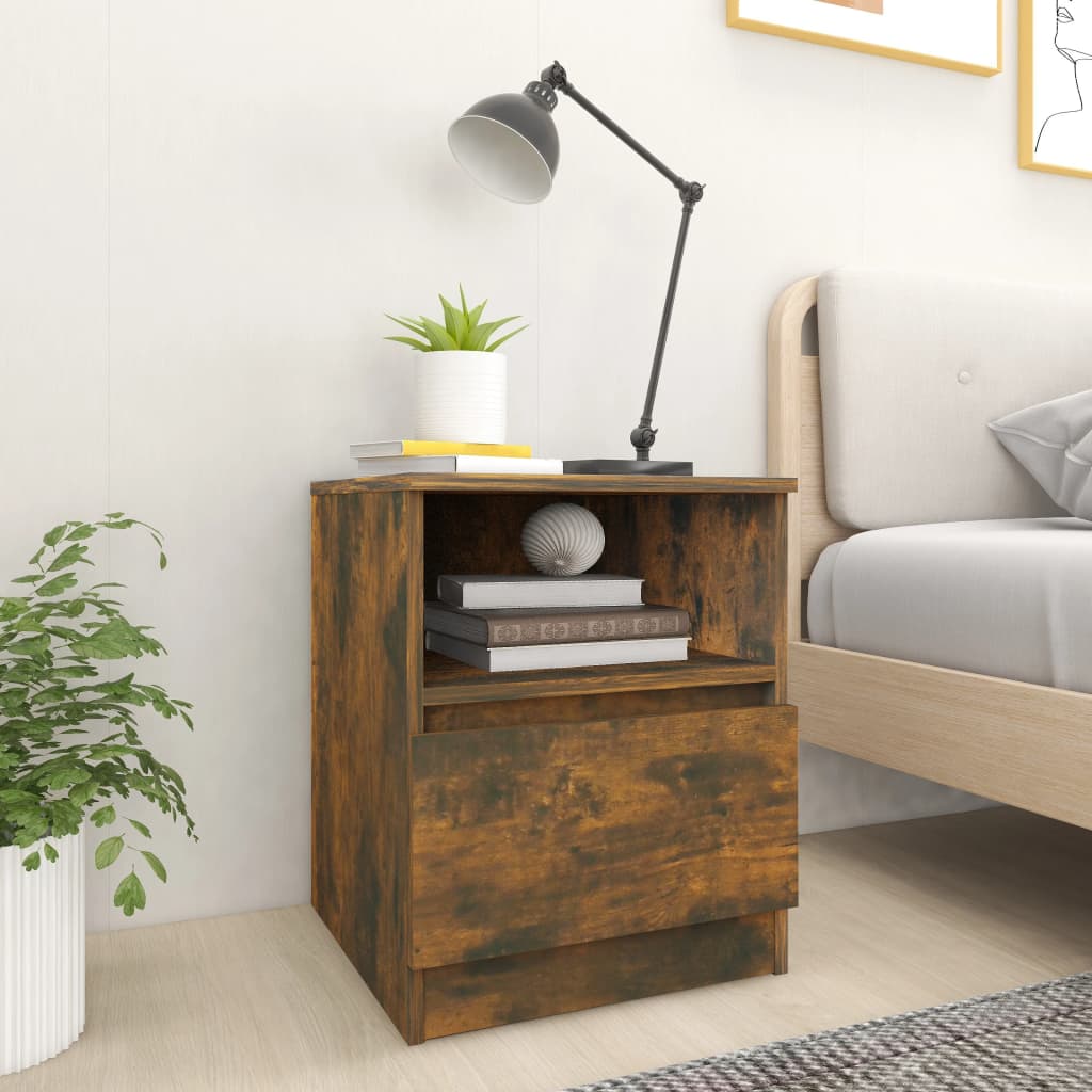 Bedside Cabinets 2 pcs Smoked Oak 40x40x50 cm Engineered Wood