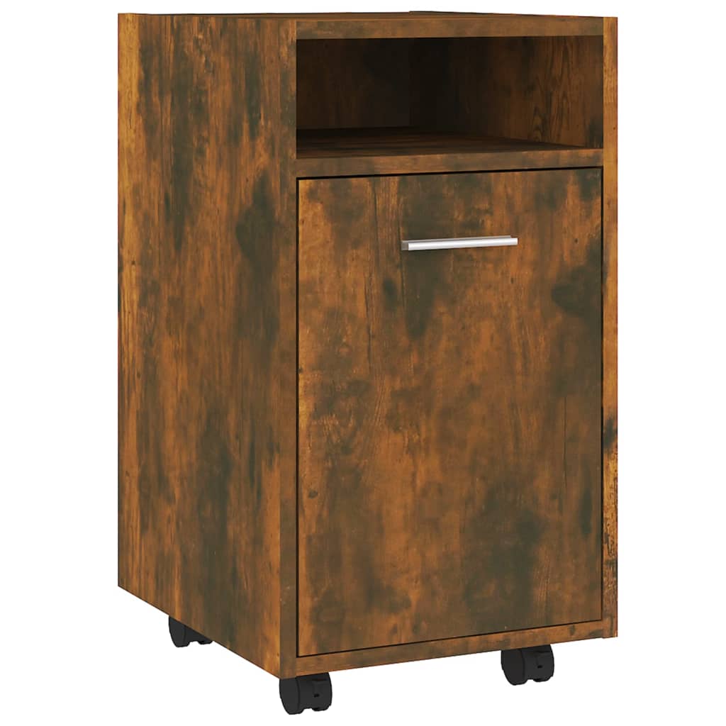 Side Cabinet with Wheels Smoked Oak 33x38x60 cm Engineered Wood