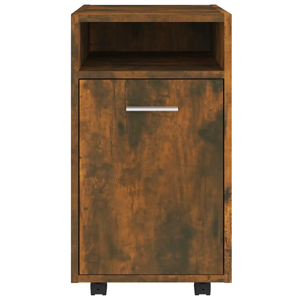 Side Cabinet with Wheels Smoked Oak 33x38x60 cm Engineered Wood