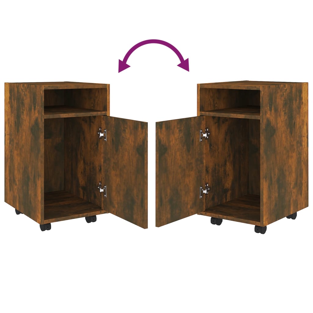 Side Cabinet with Wheels Smoked Oak 33x38x60 cm Engineered Wood