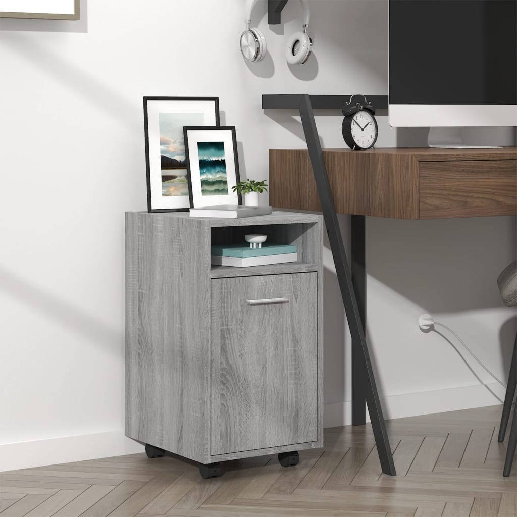 Side Cabinet with Wheels Grey Sonoma 33x38x60 cm Engineered Wood