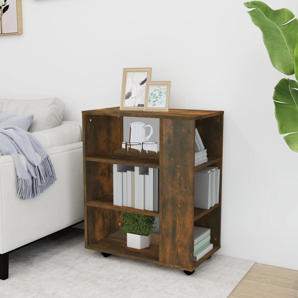 Rolling Cabinet Smoked Oak 60x35x75 cm Engineered Wood