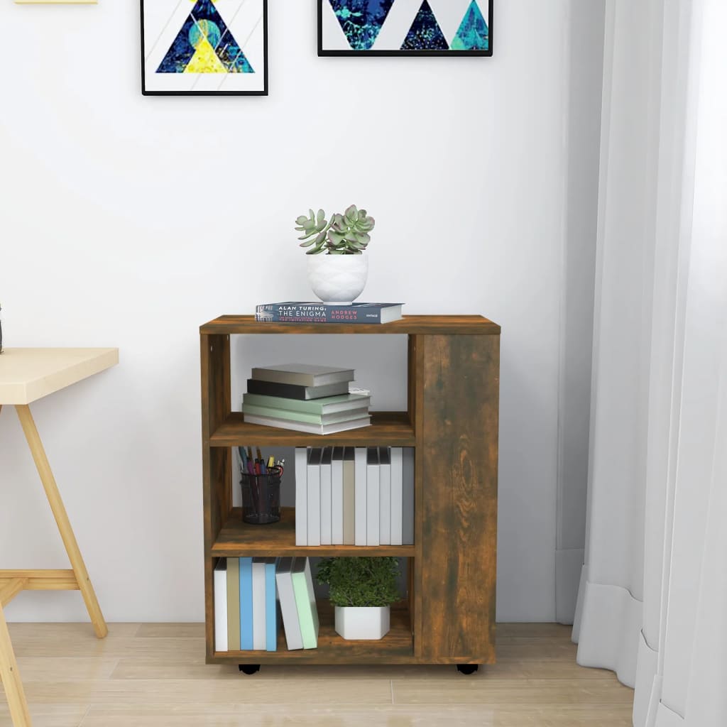 Rolling Cabinet Smoked Oak 60x35x75 cm Engineered Wood