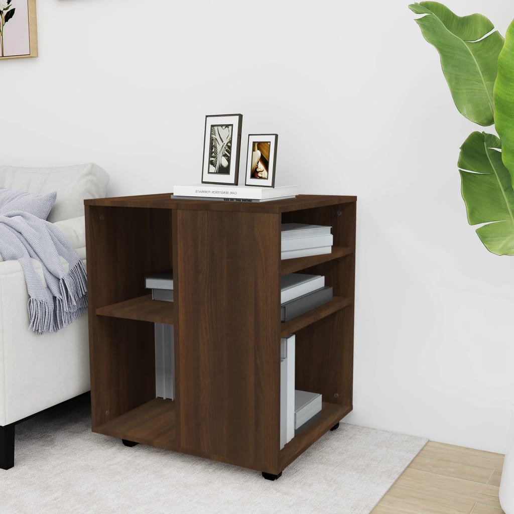 Rolling Cabinet Brown Oak 60x53x72 cm Engineered Wood