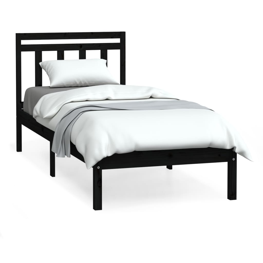 Bed Frame without Mattress Black Small Single Solid Wood