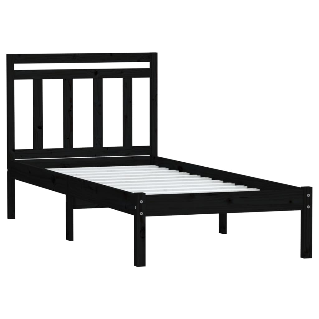 Bed Frame without Mattress Black Small Single Solid Wood
