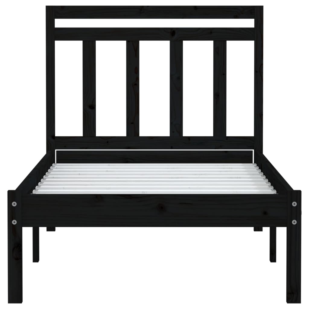 Bed Frame without Mattress Black Small Single Solid Wood