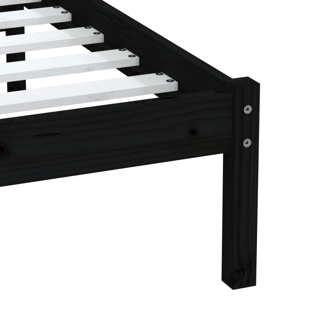 Bed Frame without Mattress Black Small Single Solid Wood