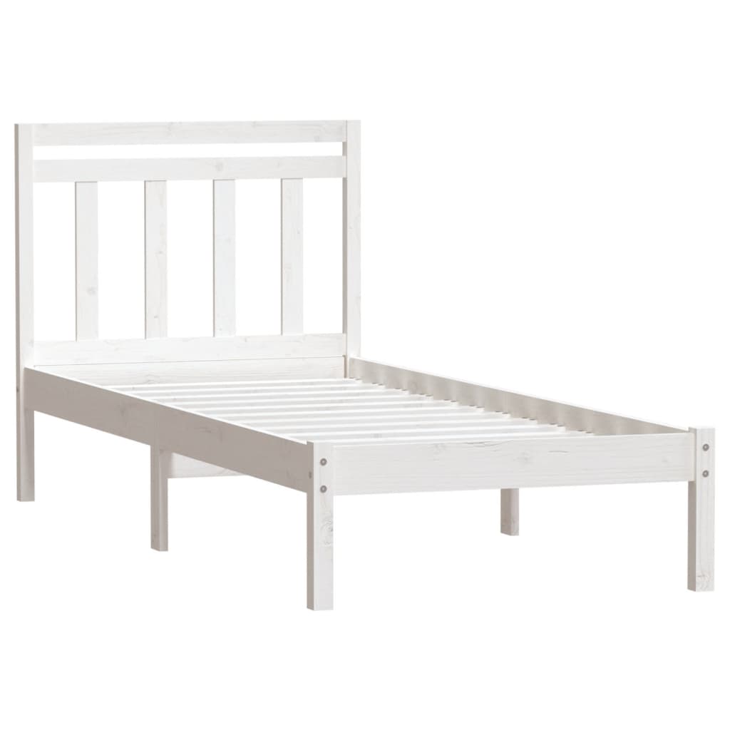 Bed Frame without Mattress White Single Solid Wood