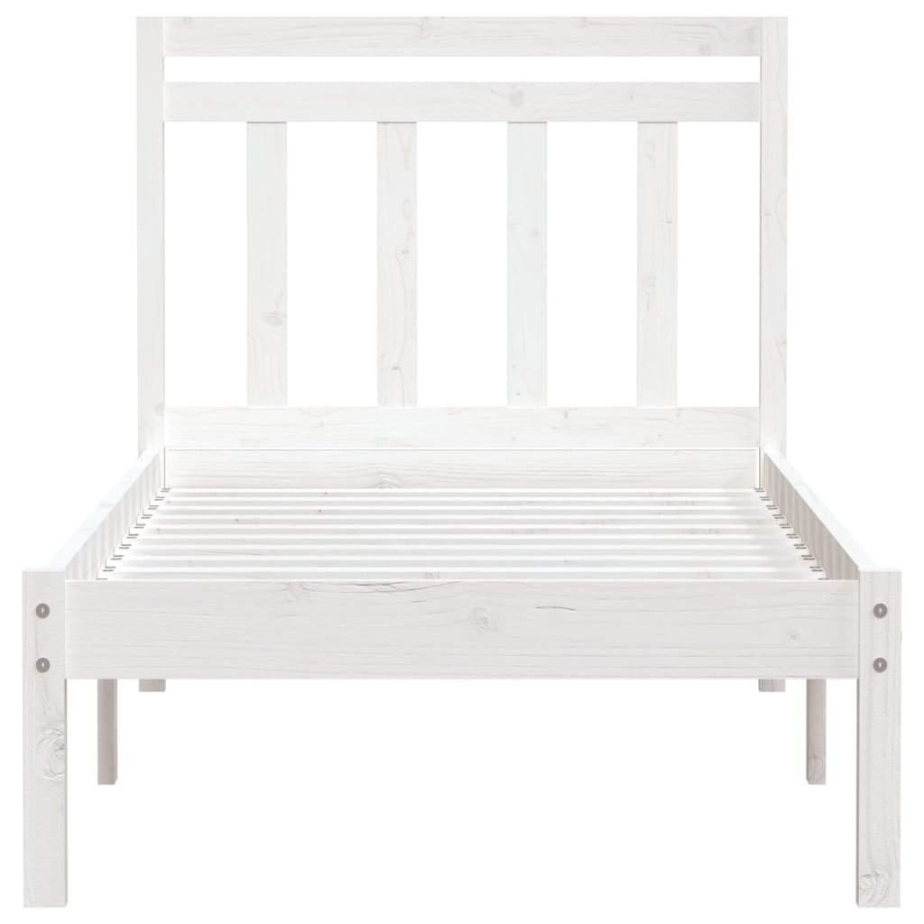 Bed Frame without Mattress White Single Solid Wood