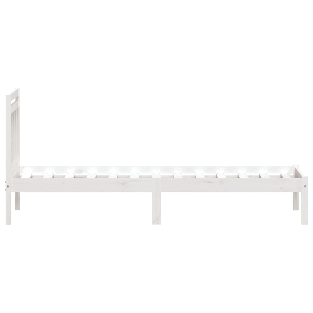 Bed Frame without Mattress White Single Solid Wood
