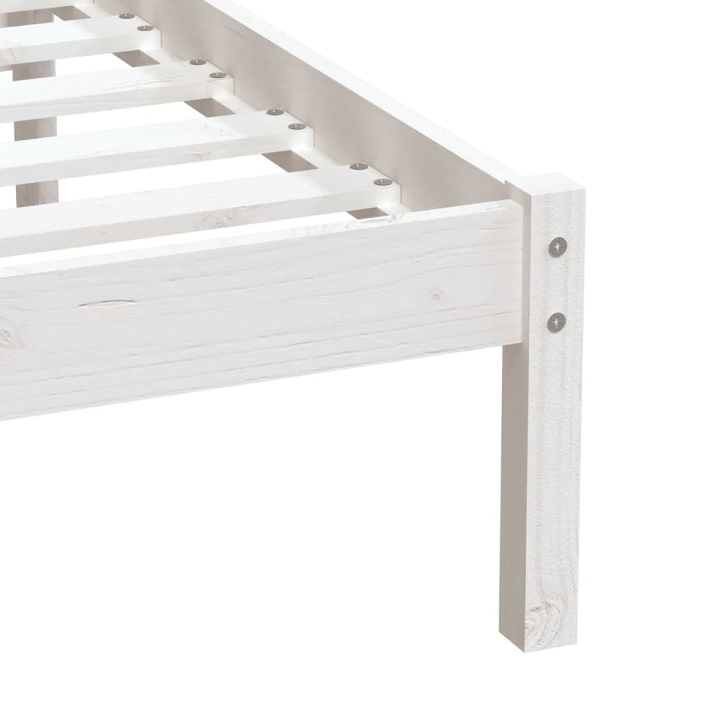 Bed Frame without Mattress White Single Solid Wood