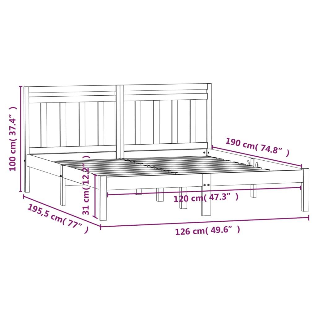 Bed Frame without Mattress Small Double Solid Wood