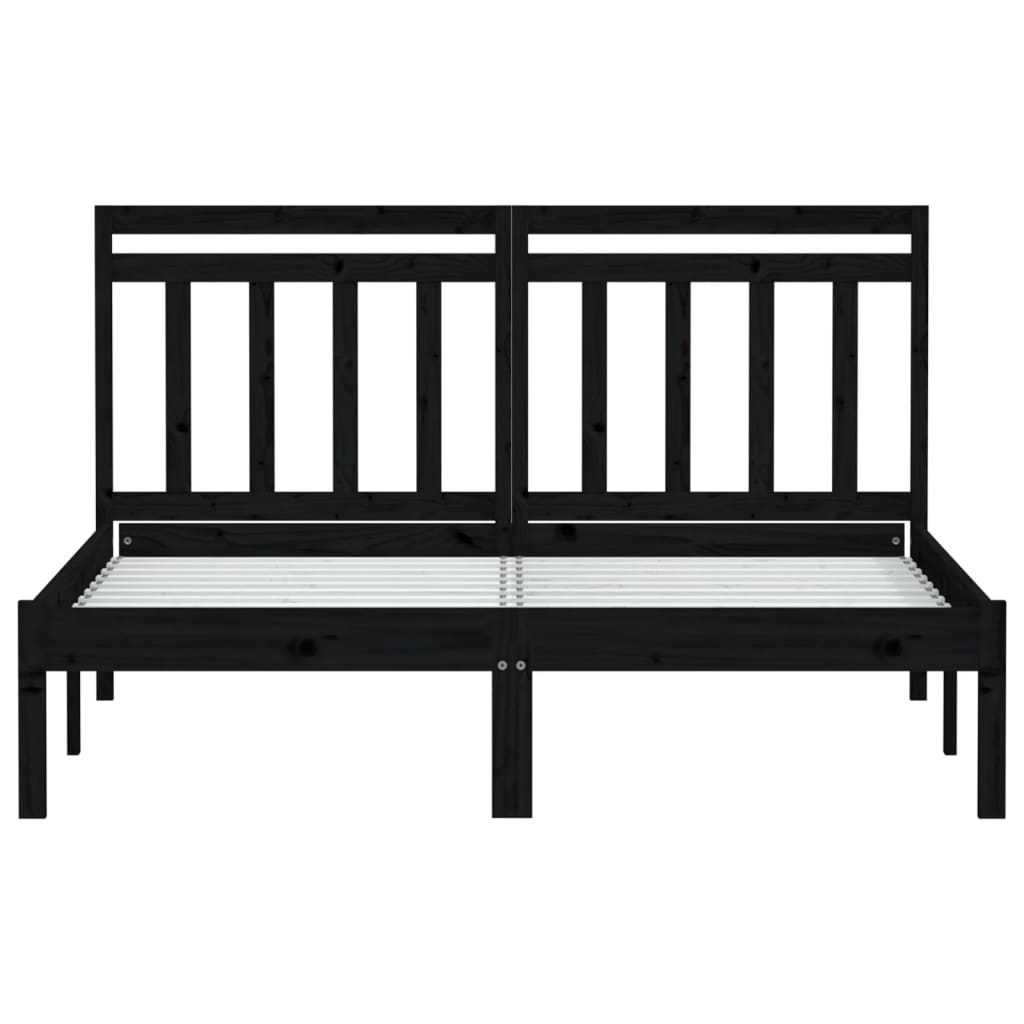 3100573 vidaXL Bed Frame without Mattress Black Solid Wood 140x190 cm (810001+814098)