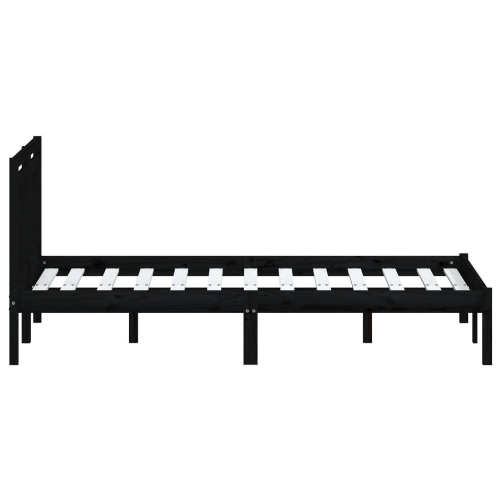 3100573 vidaXL Bed Frame without Mattress Black Solid Wood 140x190 cm (810001+814098)