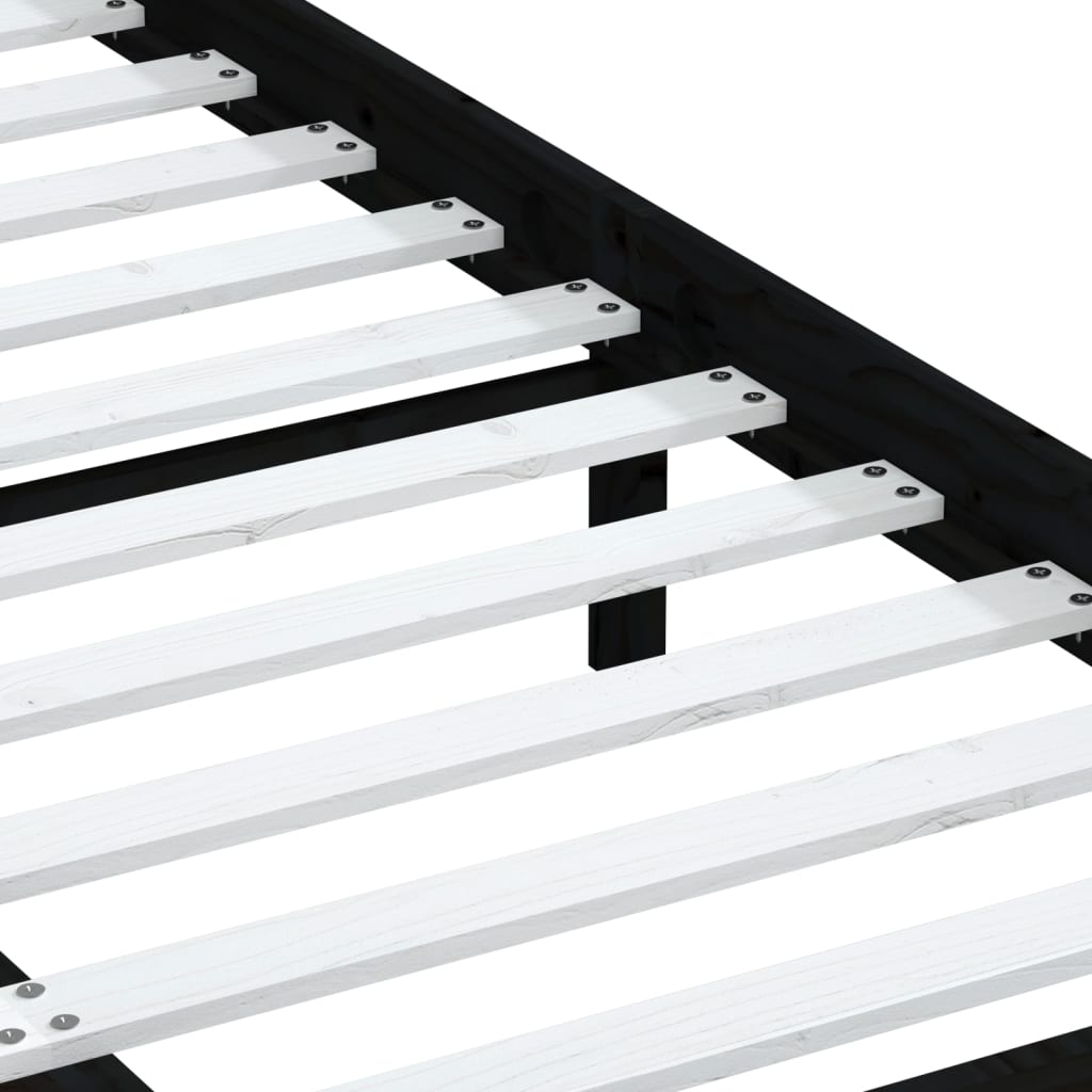 3100573 vidaXL Bed Frame without Mattress Black Solid Wood 140x190 cm (810001+814098)