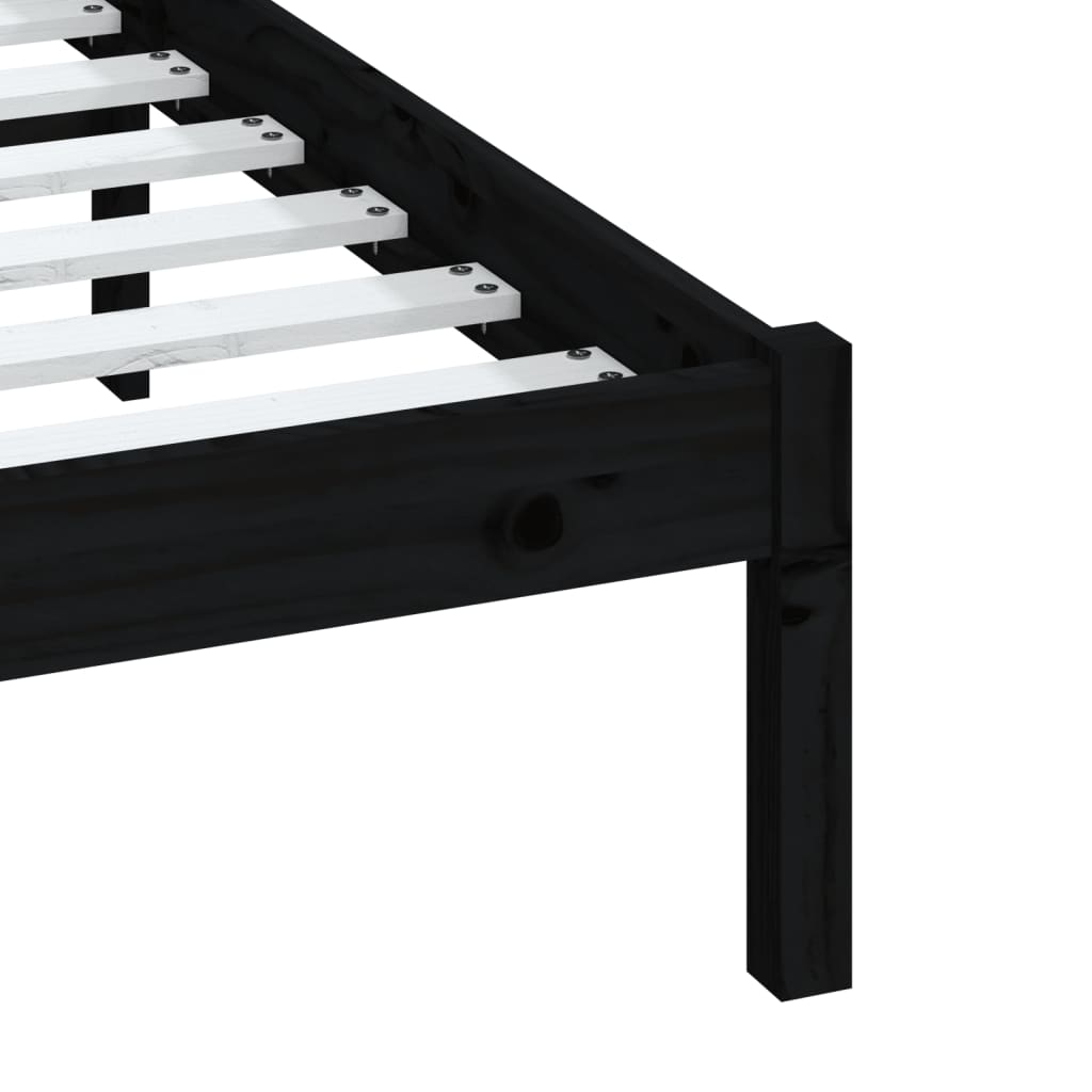 3100573 vidaXL Bed Frame without Mattress Black Solid Wood 140x190 cm (810001+814098)
