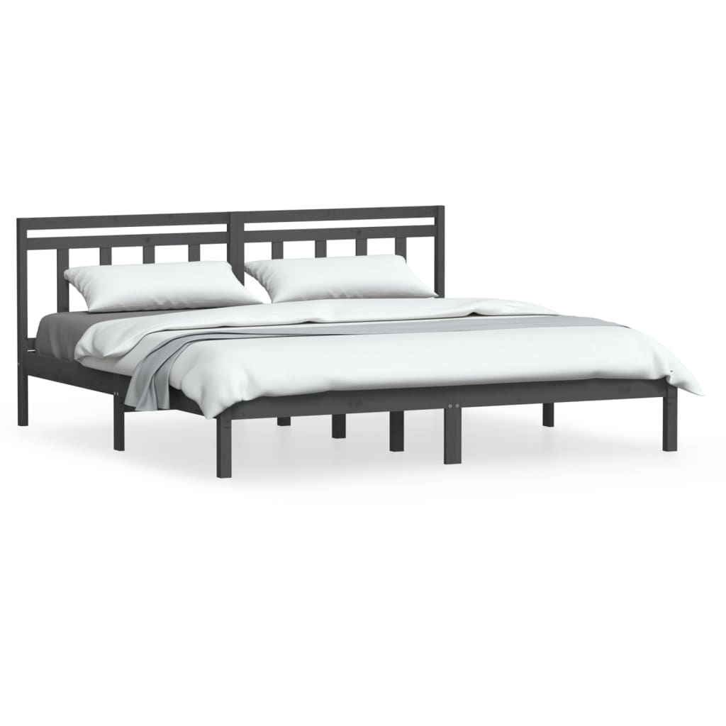 3100611 vidaXL Bed Frame without Mattress Grey Solid Wood 200x200 cm (810039+814116)