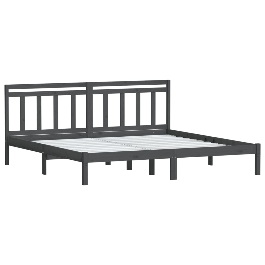 3100611 vidaXL Bed Frame without Mattress Grey Solid Wood 200x200 cm (810039+814116)