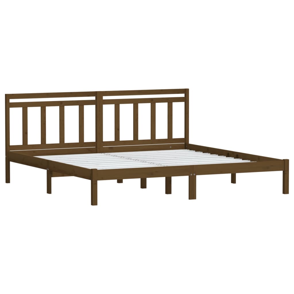 3100612 vidaXL Bed Frame without Mattress Honey Brown Solid Wood 200x200 cm (810040+814117)