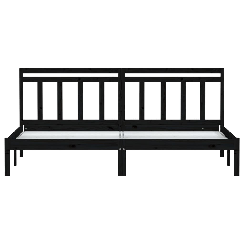 3100613 vidaXL Bed Frame without Mattress Black Solid Wood 200x200 cm (810041+814118)