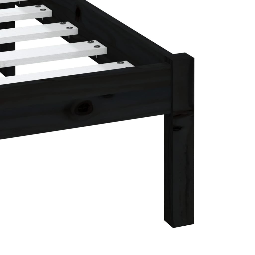 3100613 vidaXL Bed Frame without Mattress Black Solid Wood 200x200 cm (810041+814118)