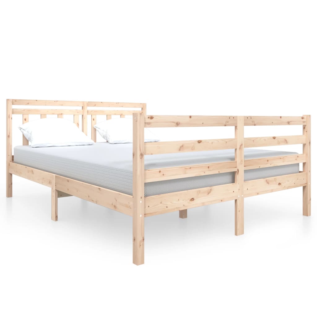 Bed Frame without Mattress Double Solid Wood
