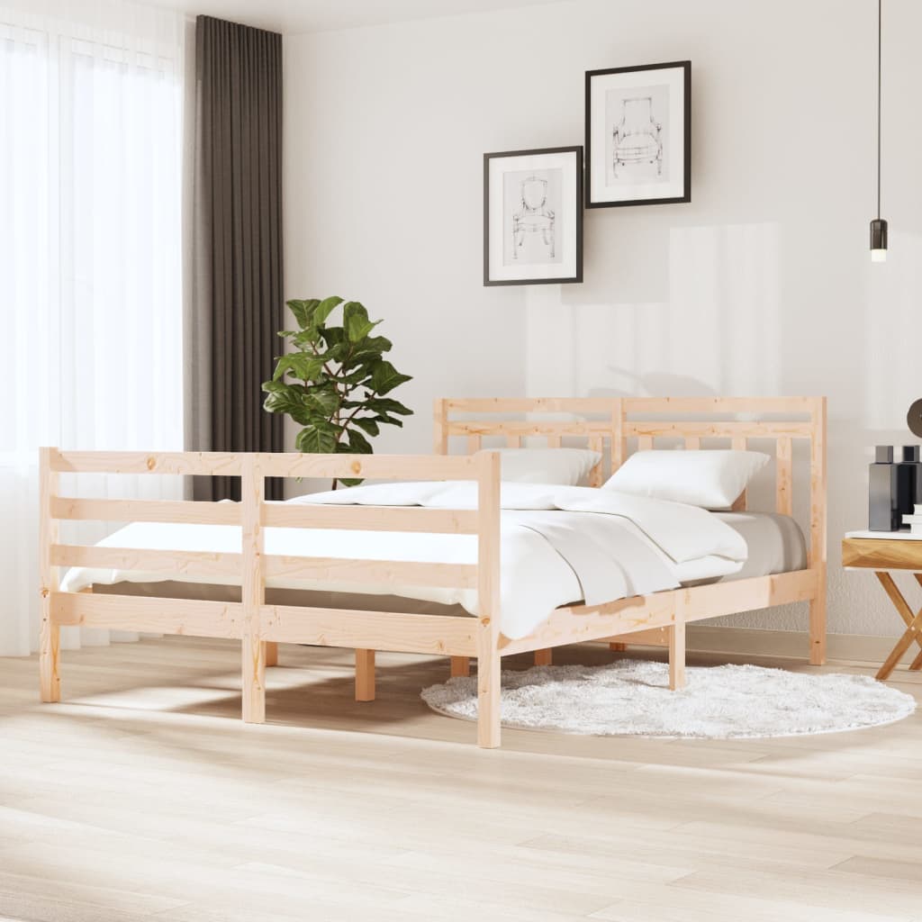 Bed Frame without Mattress Double Solid Wood