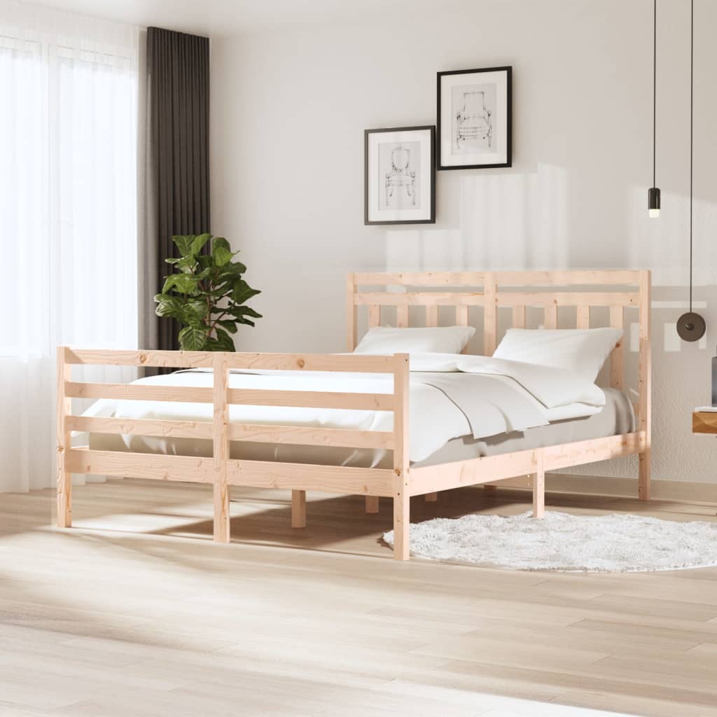 Bed Frame without Mattress King Size Solid Wood