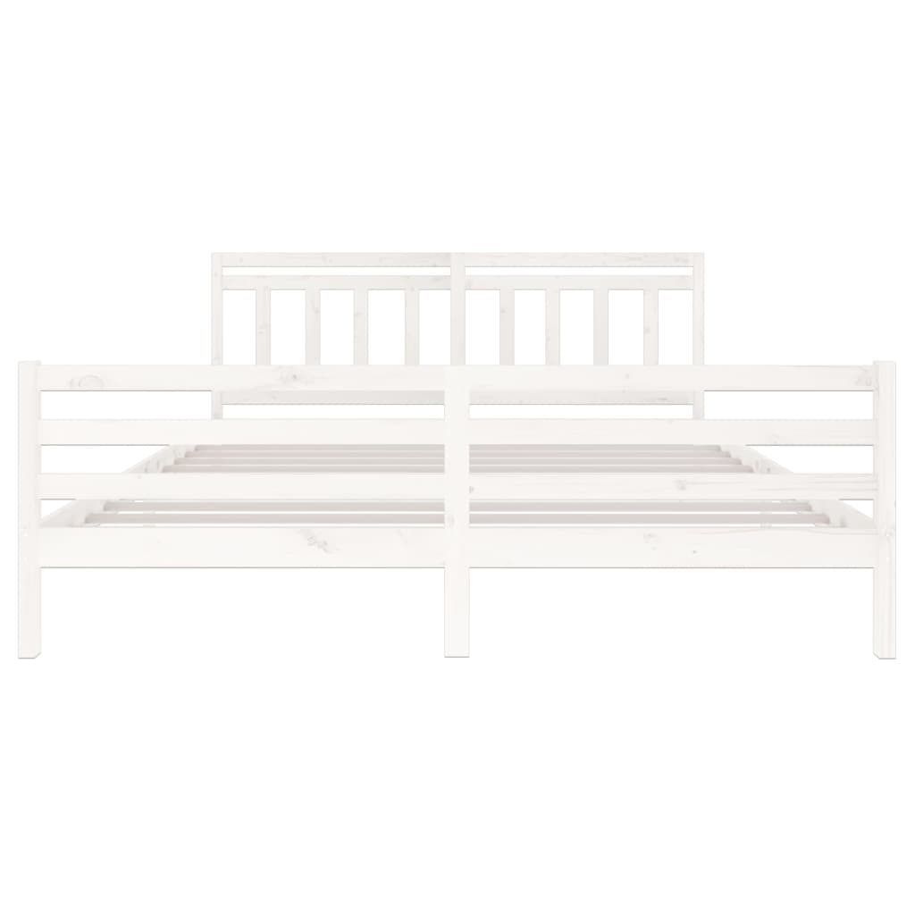 3100675 vidaXL Bed Frame without Mattress White Solid Wood 200x200 cm (810451+814115)