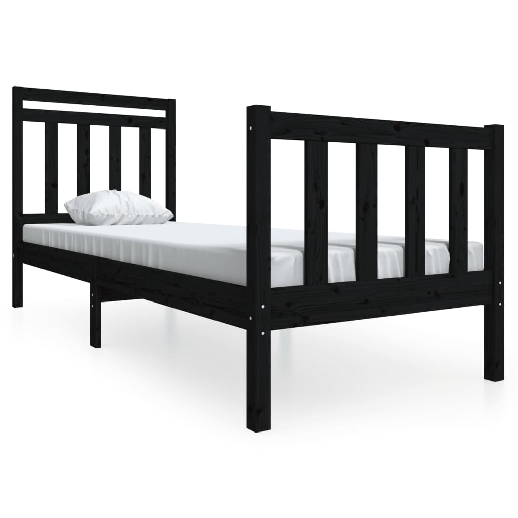 Bed Frame without Mattress Black Small Single Solid Wood