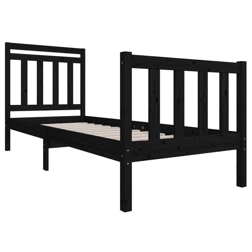 Bed Frame without Mattress Black Small Single Solid Wood