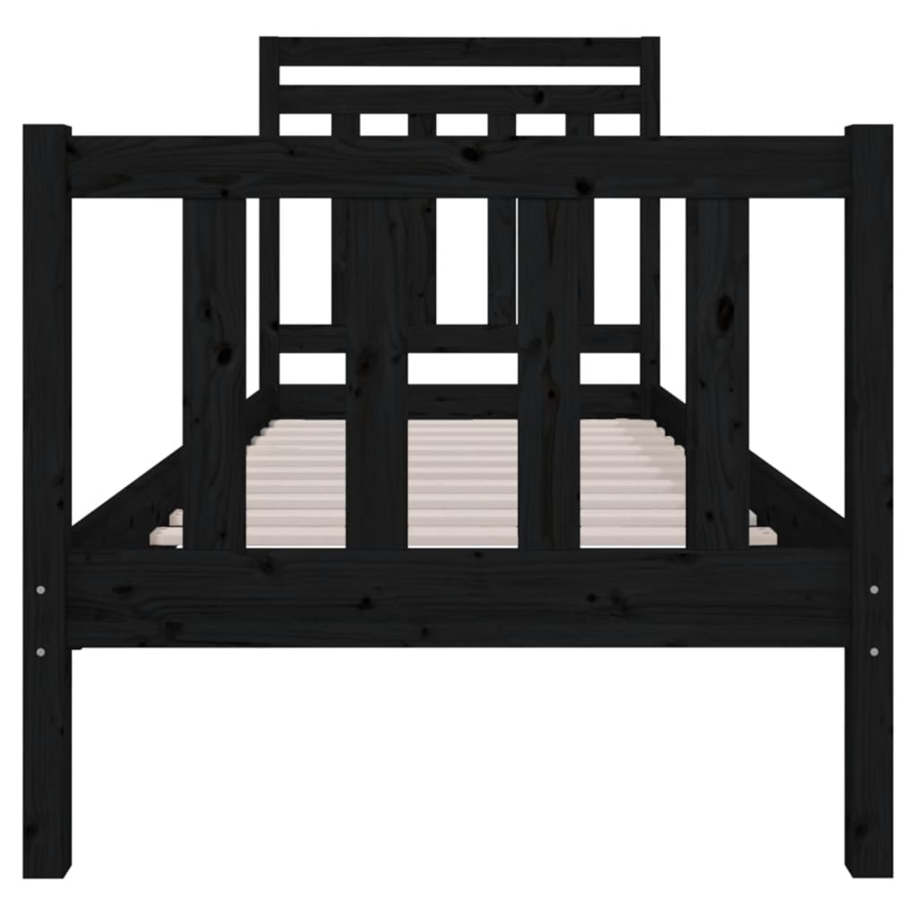 Bed Frame without Mattress Black Small Single Solid Wood
