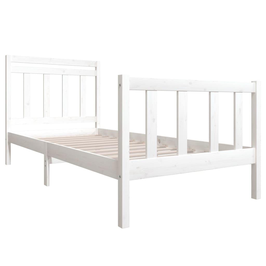 Bed Frame without Mattress White Single Solid Wood