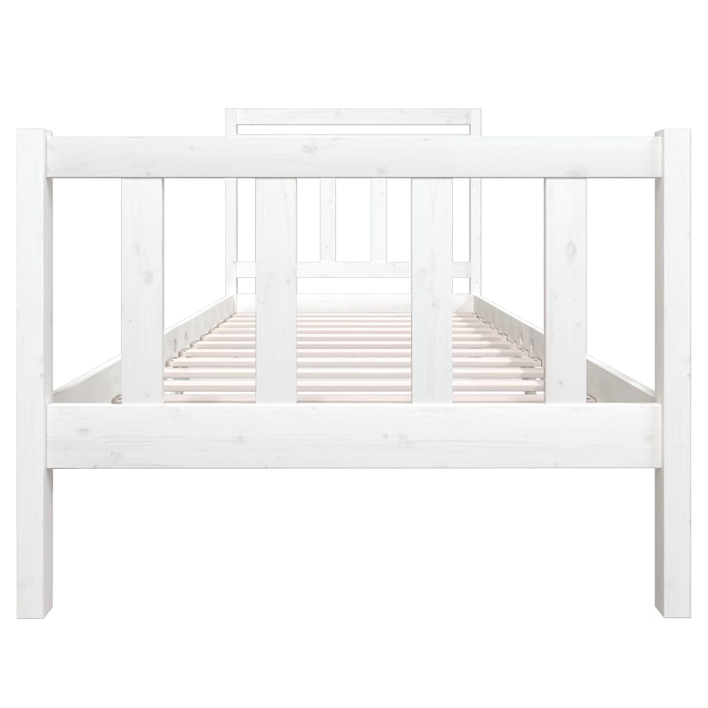 Bed Frame without Mattress White Single Solid Wood