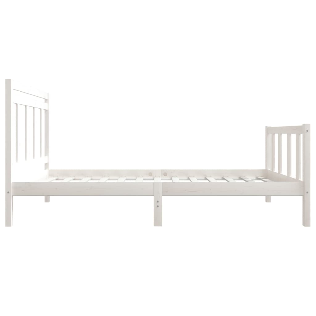 Bed Frame without Mattress White Single Solid Wood